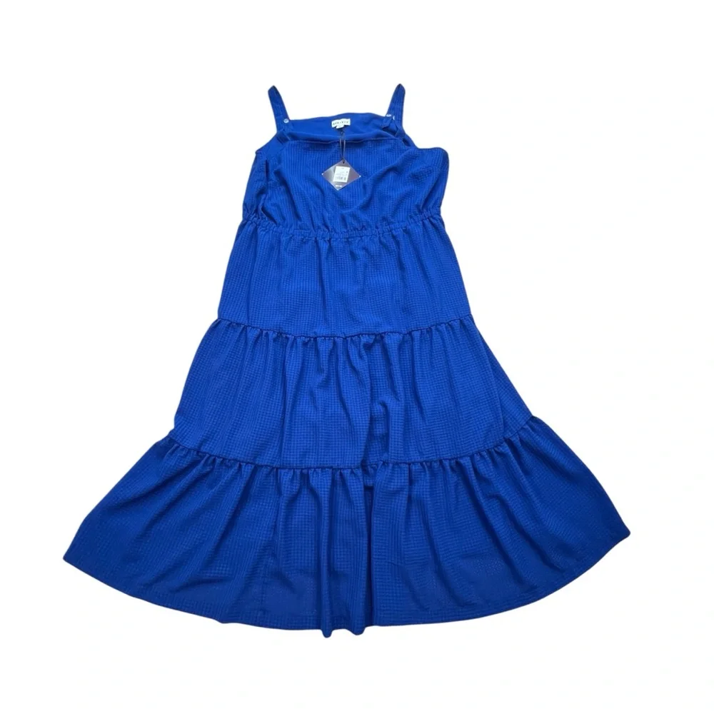 Ava & Viv Women’s Boho Tiered Maxi Dress - Size 2X Checked Coastal Beachy Chic - Picture 1 of 10